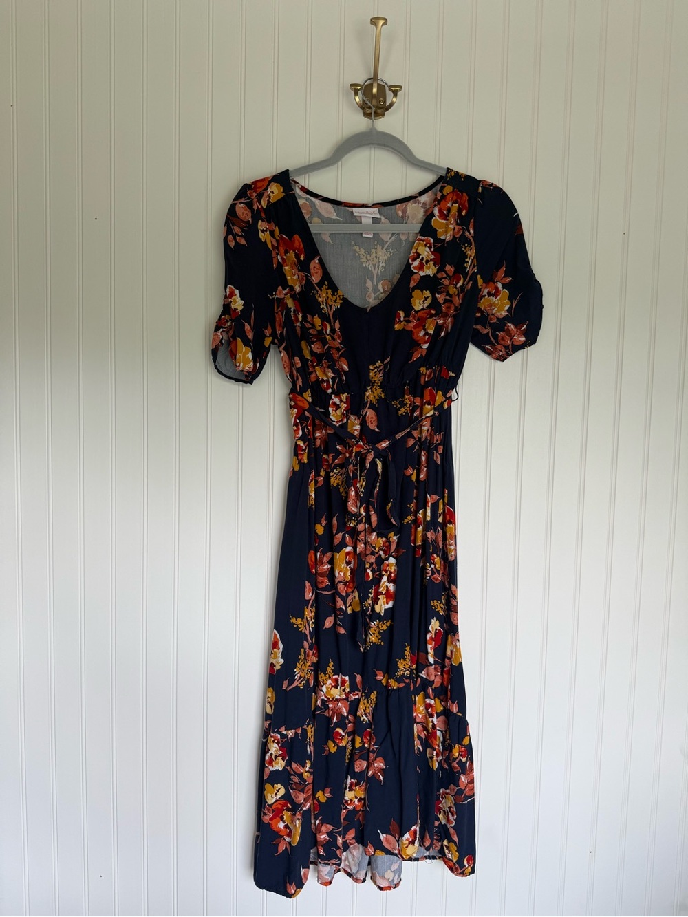 Isabel Maternity Ingrid & Isabel Floral Maxi Dress Navy Tie Waist Small - Picture 3 of 12